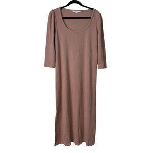 The Nines By Hatch Dusty Pink Ribbed Stretch Midi Length Maternity Dress Size L